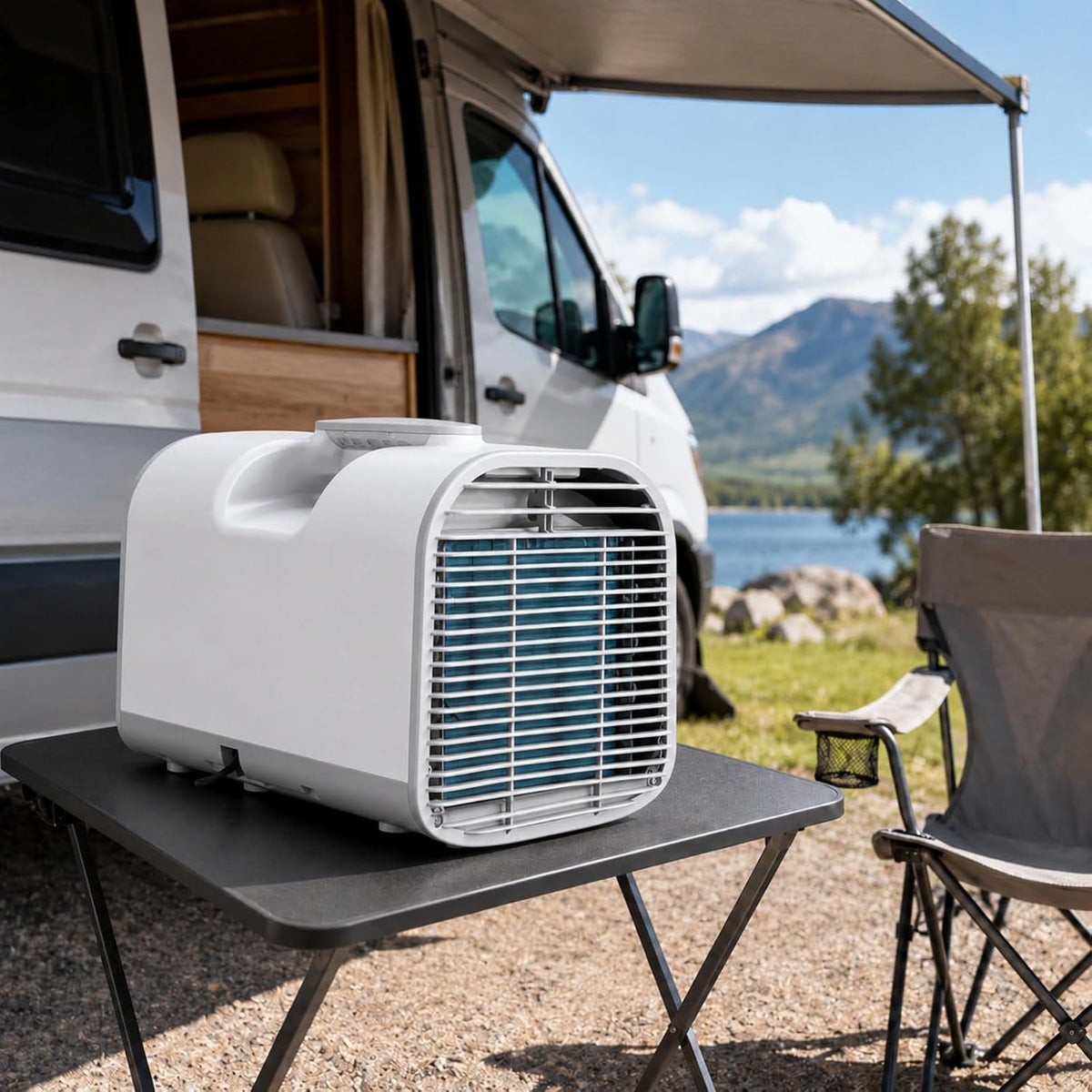 HCAUYNN Klimaanlage, ca. 45 dB, 600 W, Schwarz, Mobiles Klimagerät Nennleistung, LED-Anzeige, Drei Stufen