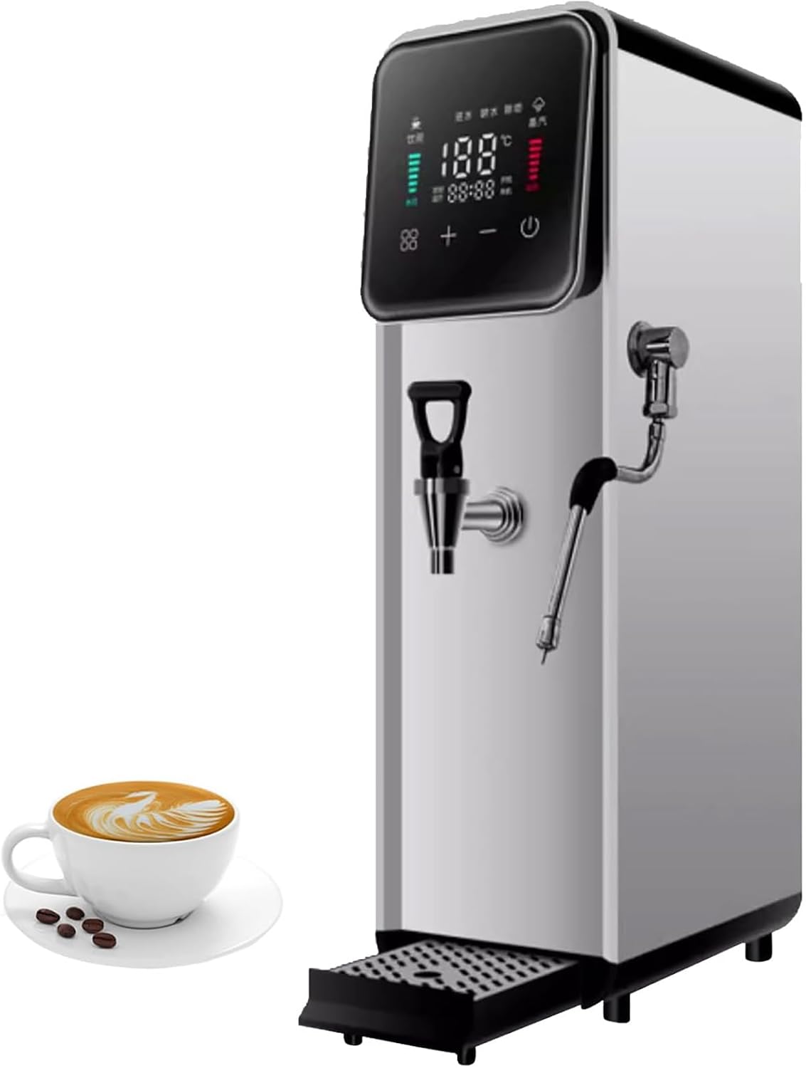 HTTGDGDH Milchaufschäumer, 2500 W, 50 l, Edelstahl, Silber, Vollautomatische Dampf-Milchaufschäummaschine, Mit LCD-Display