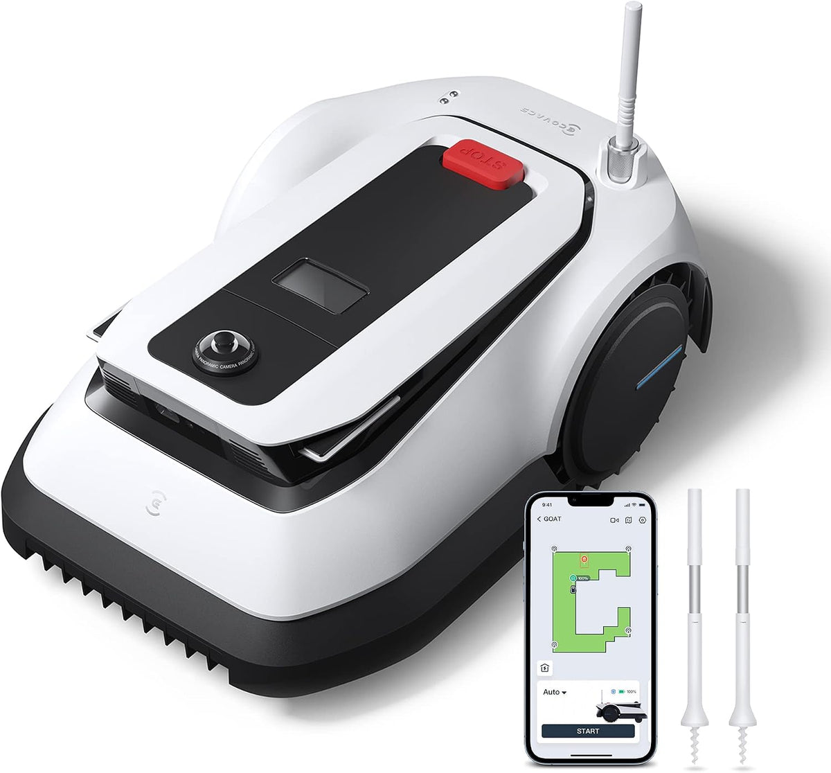 ECOVACS Mähroboter, Schwarz, GOAT G1 ohne Begrenzungskabel für Gärten bis 1600 qm (AIVI, intelligente Routenplanung