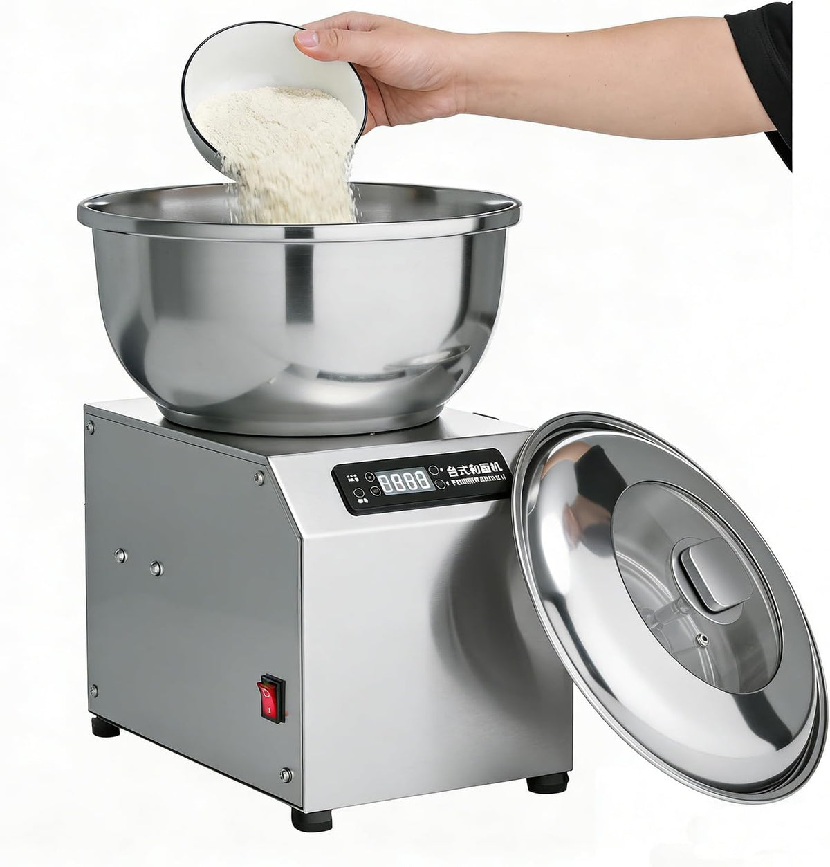 Ostreemaner Knetmaschinen, 550 W/750 W, 8 Kg, 8 kg, Silber, Gewerbliche Teigknetmaschine, Edelstahl, Mit LED-Anzeige