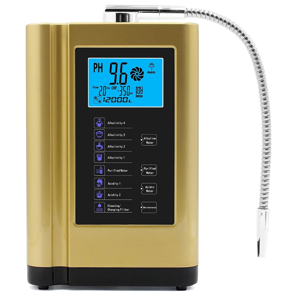 WBDBINGL Wasseraufbereiter, Gold, Wasser Ionisator Maschine, Wasserionisierer und, Alkalische Wassermaschine, pH 3.5