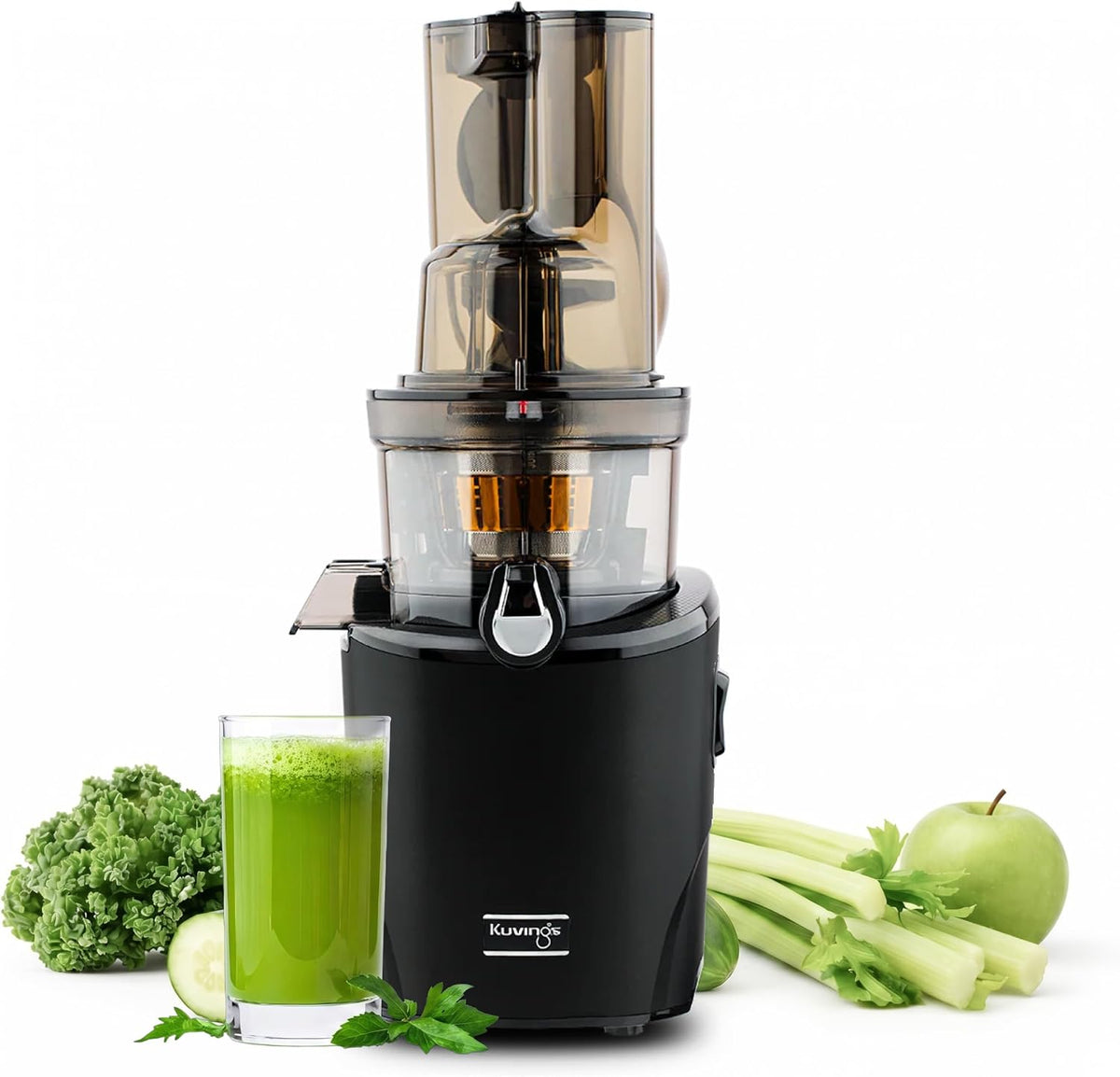 kuvings Mastizier-Entsafter mit einer Schnecke, Schwarz, Entsafter REVO830, Doppelmund, automatisches Schneidesystem
