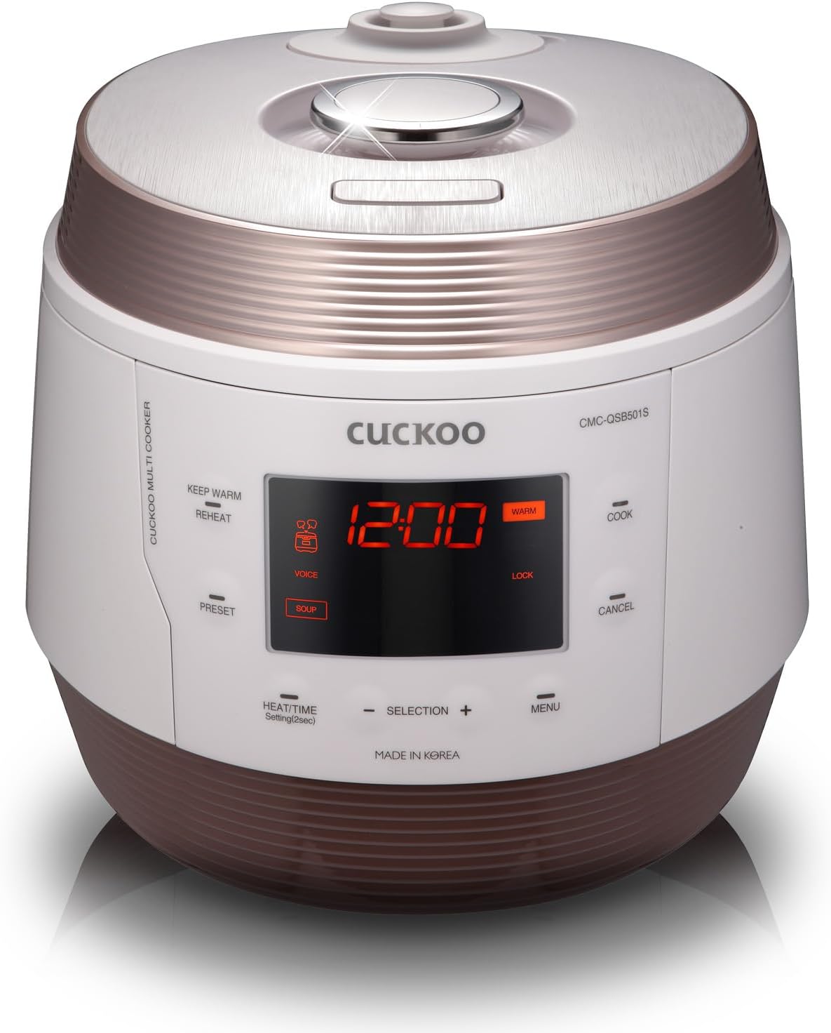 CUCKOO Multikocher, Silber, CMC-QSB501S ICOOK Q5 Premium Dampfdruck 4750ml, 8in1 Multifunktionsgerät, Sprachnavigation