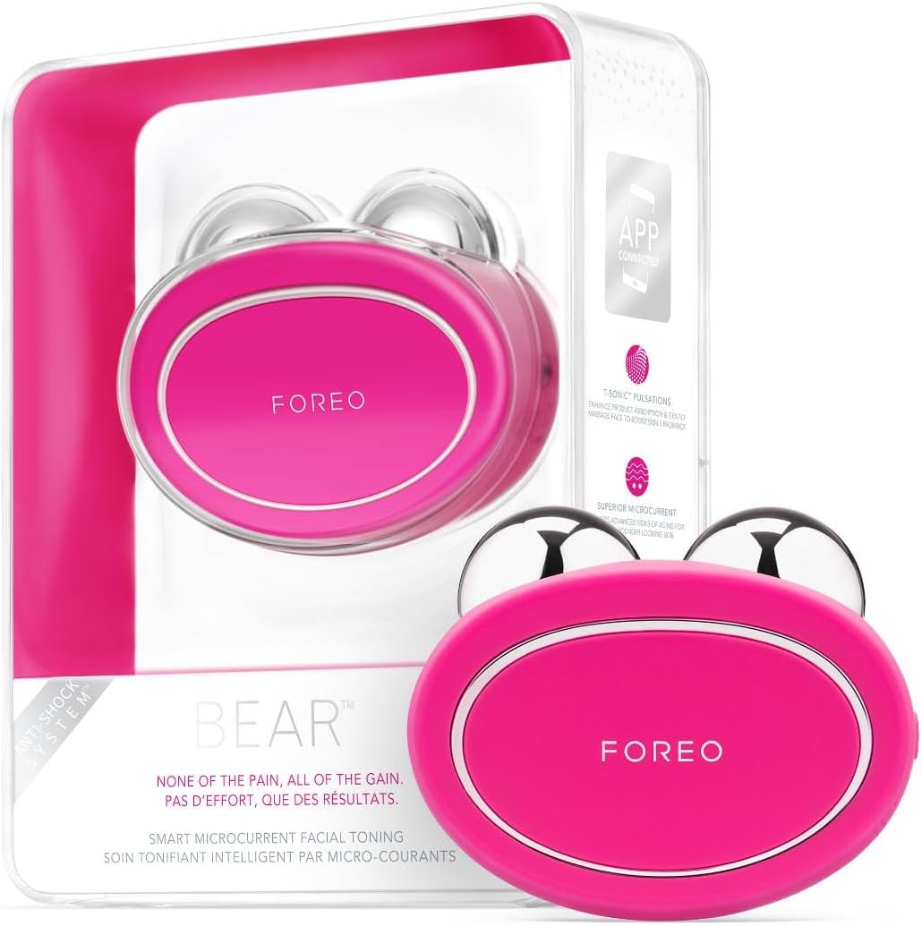 FOREO Toninggeräte, Schwarz, BEAR Smartes Mikrostrom-Facelifting-Gerät -, 1 Stück (1er Pack), Mikrostromgerät, Gesichtsmassage