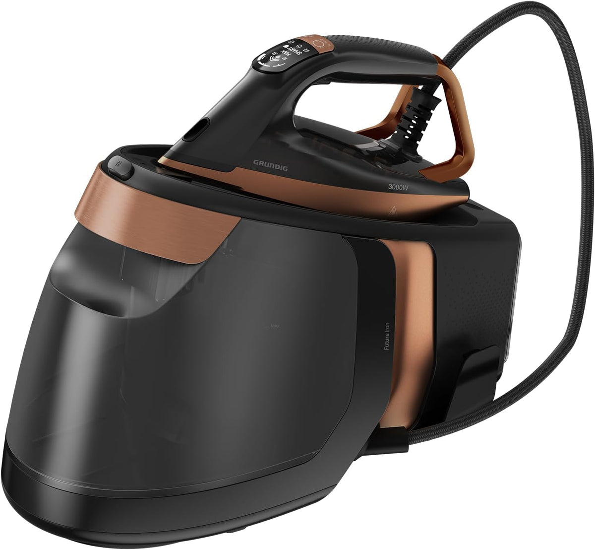 GRUNDIG Dampfbügelstationen, 1,8 Liter, 3.000 W, 8 Bar, Schwarz/Braun, SIS 9180 Dampfbügelstation, SteamSense Bewegungssensor
