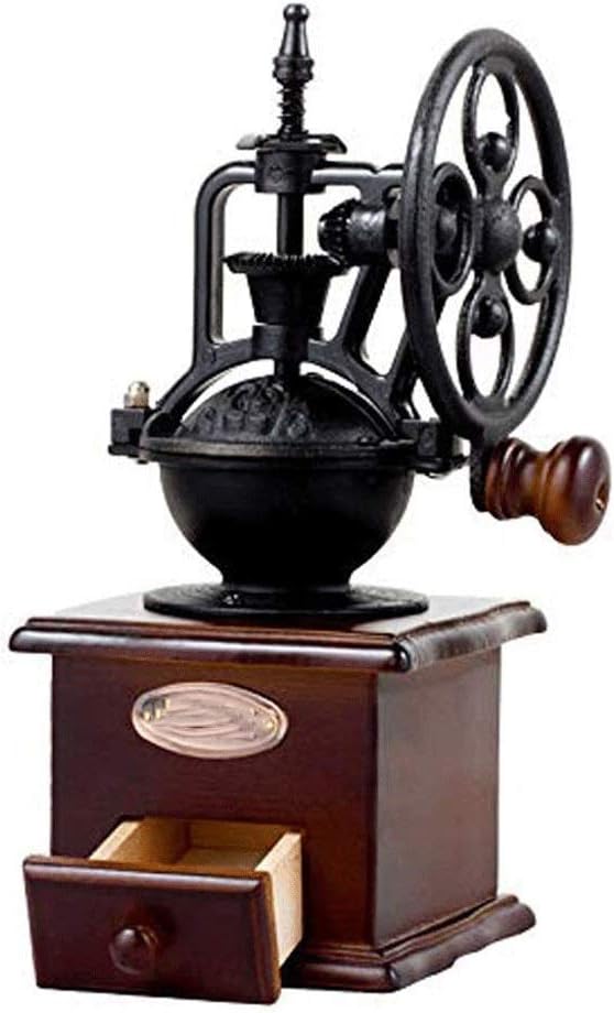 FLBT Kaffeemaschine, 11,5 cm/4,5 Zoll x 27 cm/10,6 Zoll, Gusseisen + Holzqualität, Schwarz/Silber
