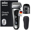 Braun Elektrorasierer, Braun/Silber, Series 8 Rasierer Herren mit 4+1 Scherkopf, Präzisions-Langhaarschneider, Reinigungsstation