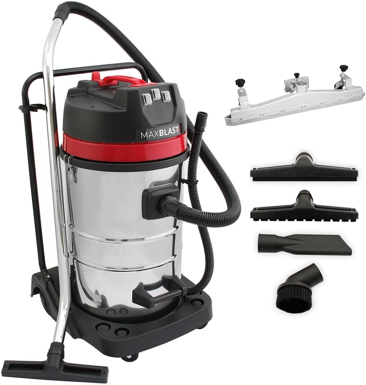 MAXBLAST Staubsauger, 80 Liter, 3000 W, Schwarz, Gewerbesauger Industriesauger Sauger Nasssauger