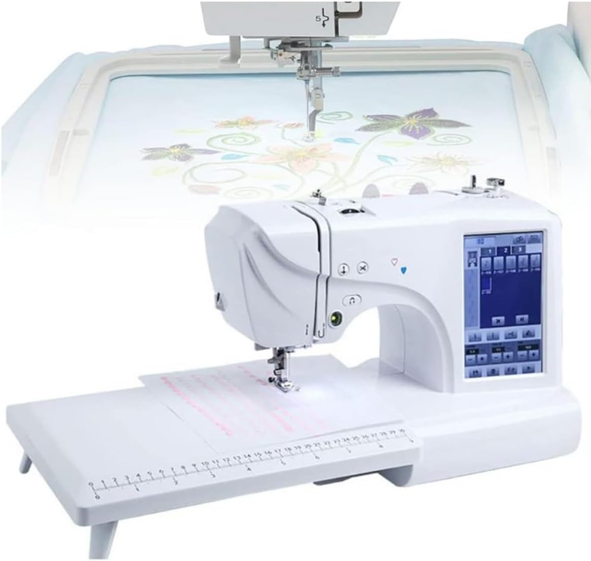 Stickmaschinen, 10,2 x 23,4 cm, Schwarz, Elektrische Stickmaschine mit 158 integrierten Mustern, Stickbereich, LCD-Touchscreen
