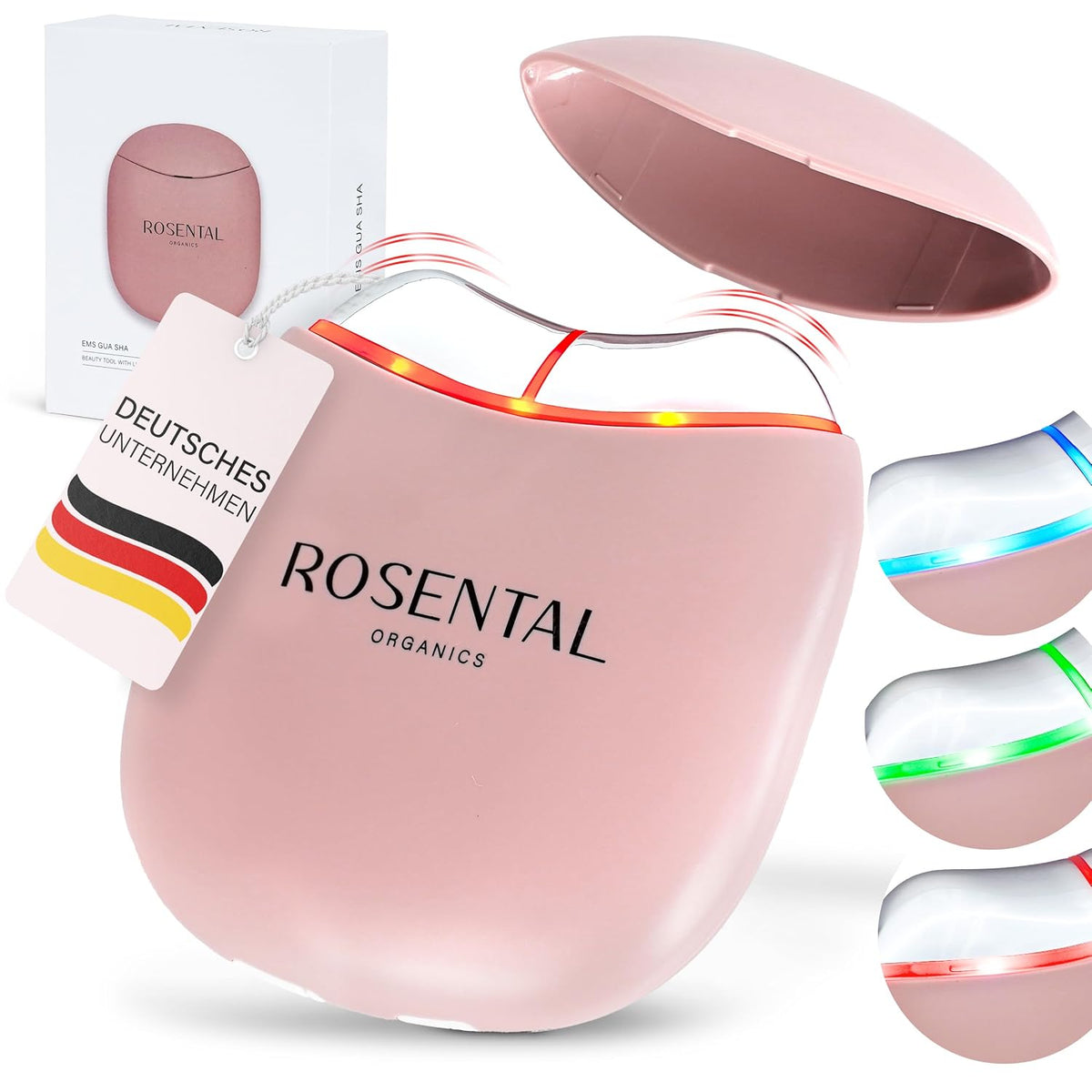 Rosental Hautpflege Zubehör, Blau/Grün, Organics EMS Gua Sha Gesichtsmassagegerät - LED Blau, Grün & Rotlicht Therapie - Für konturierte