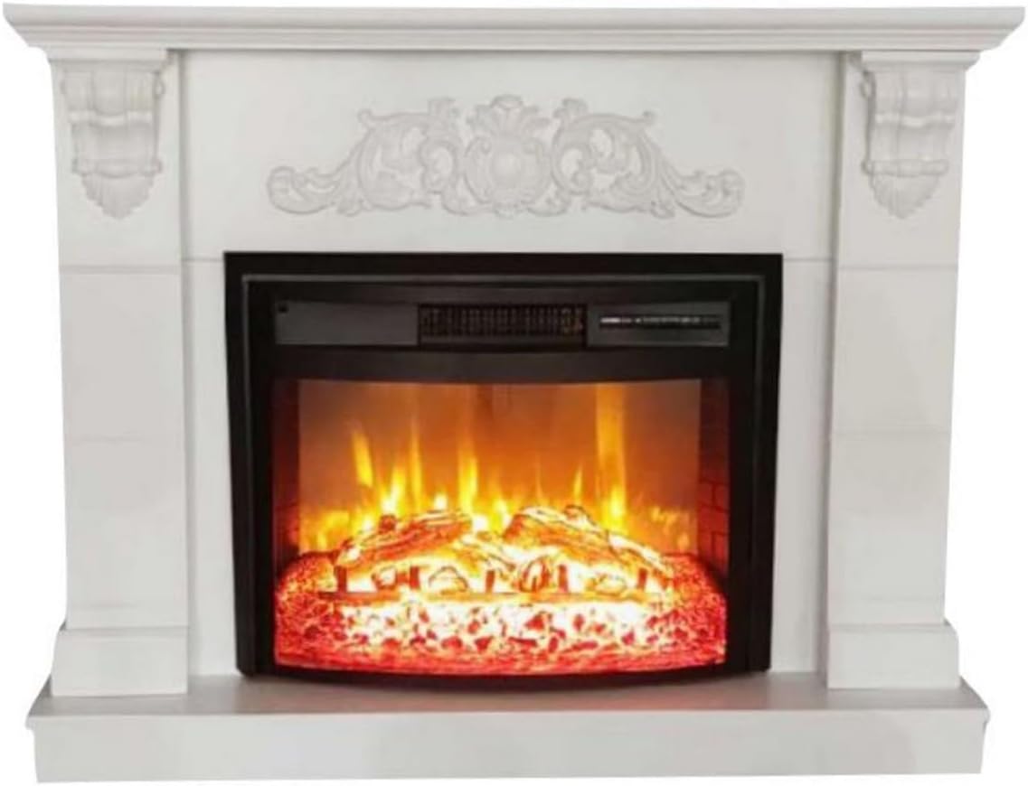 Casa Padrino Elektrokamin, 900 / 1800 Watt, 104 cm, MDF, Metall, Glas, LED Kamineinsatz, Weiß/Schwarz