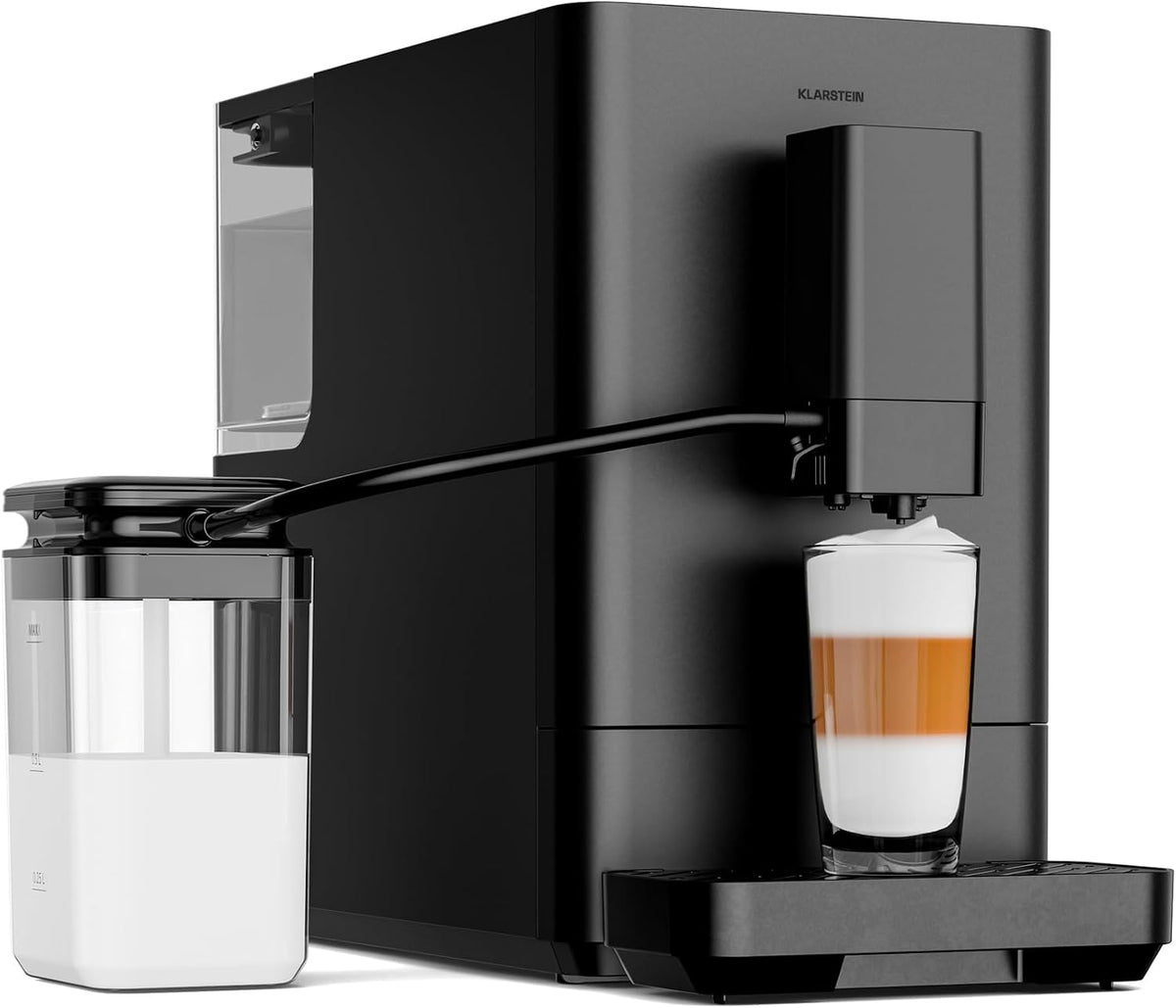 Klarstein Kaffeevollautomat, 20 Bar, 0,75 l, 1,5 l, Schwarz/Silber, Velaire -, LED Touchscreen, Edelstahlmahlwerk 15 Stufen