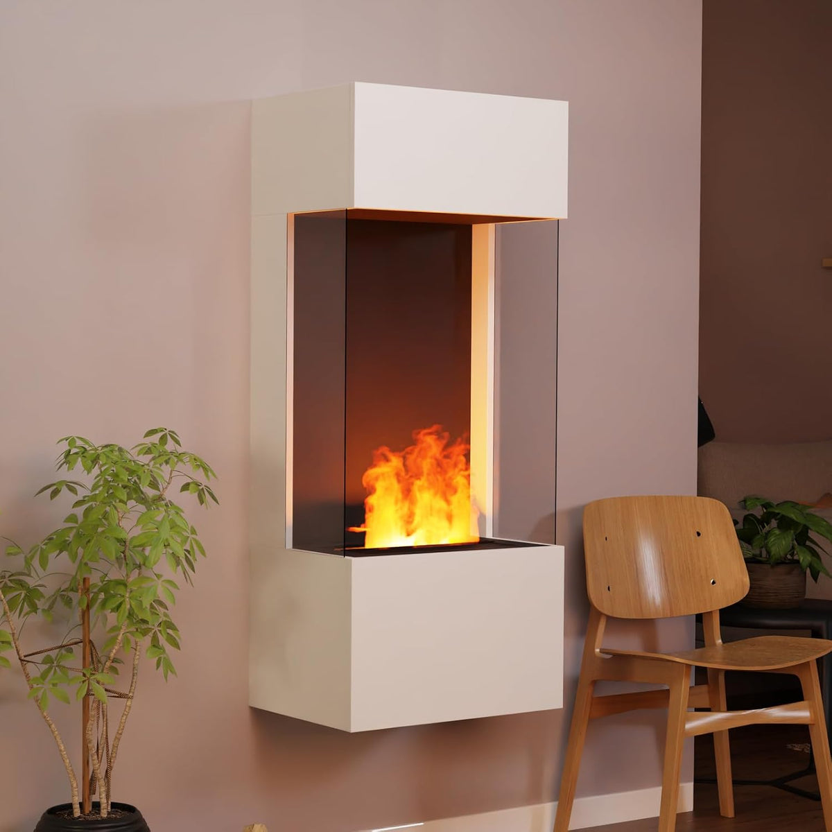 GLOW FIRE Elektrokamin, 55x130x40 cm, Weiß, Wasserdampf Kamin OGF 4 (Wandkamin) - mit realistischen LED, Knistereffekt & Fernbedienung