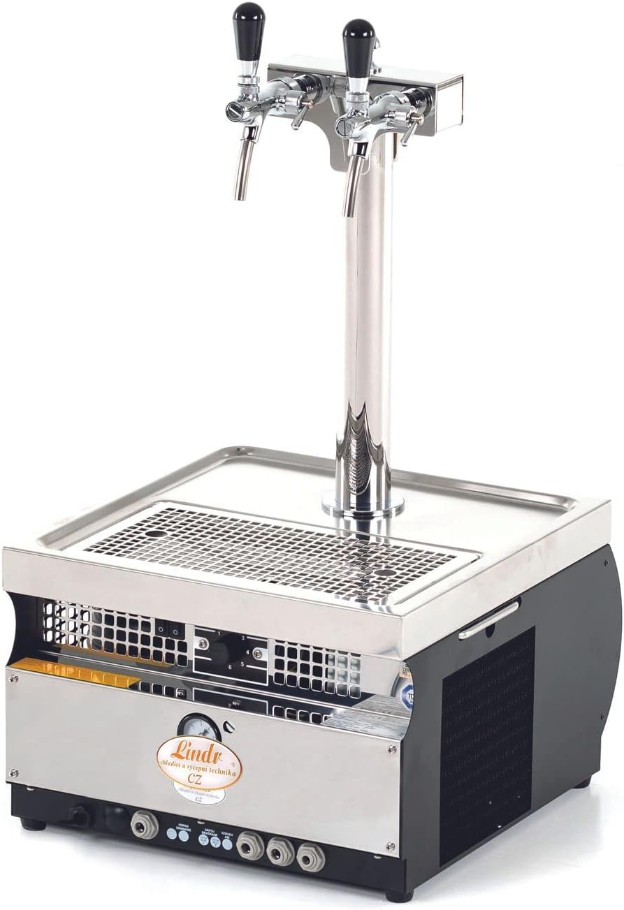 ich-zapfe.de Mini-Zapfanlagen, 50 Liter, Silber/Grün, Kontakt 55/K Profi Zapfanlage, Bierzapfanlage 2-leitig Trockenkühlgerät aus Edelstahl