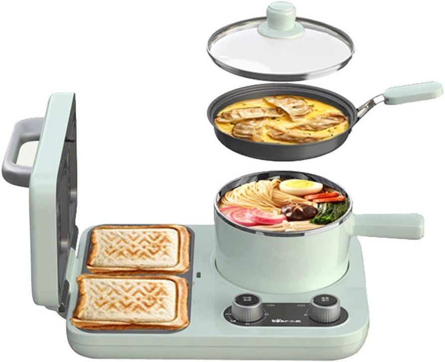 RKYRRKI Brotbackautomaten, 37,8 * 26,1 * 13,1 cm, Grün, Multifunktions 3-in-1 Frühstücksmaschine Brotmaschine