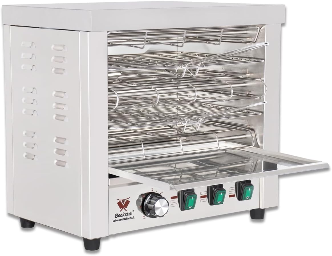 Beeketal Gastrogrills, 3150 Watt, Silber, 'BSP-1' Profi Gastro Salamander Grill Überbackgerät aus, 5-30 Minuten Timer