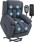 HOMCOM Relaxsessel, Grau, Fernsehsessel mit Aufstehhilfe Elektrisch Dunkel, Liegefunktion, Massagefunktion, Massagesessel