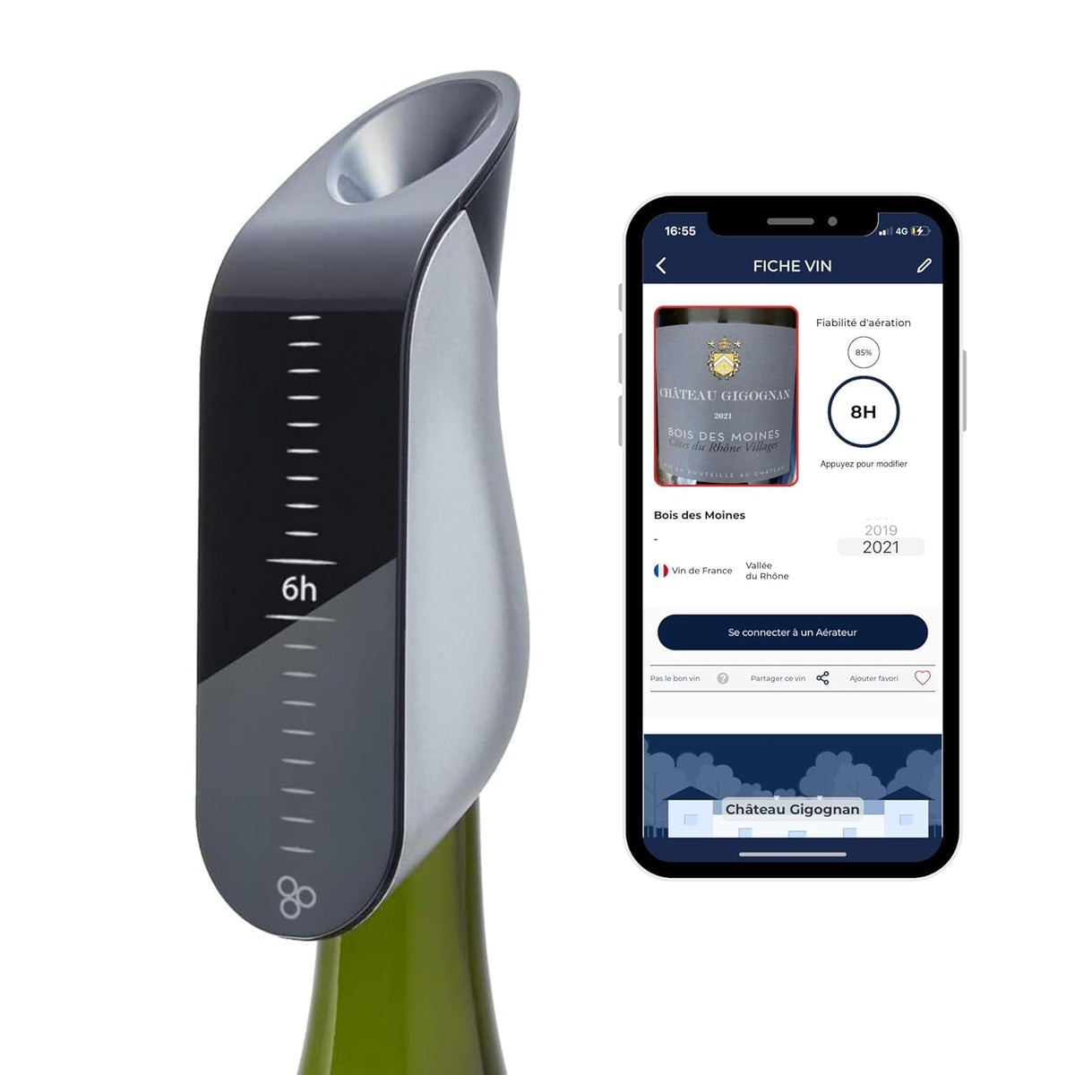 AVEINE Weinverschlüsse & -ausgießer, Schwarz, Intelligenter Wein Belüfter - Box mit 1 Weindekanter, 1 Ladestation
