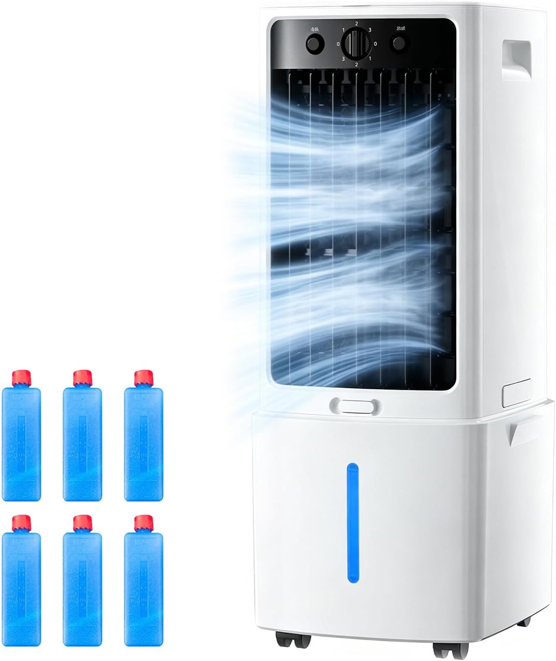 VLites Mobiles Klimagerät, Weiß, Ventilator mit Wasserkühlung Mobil, mit Lenkrollen