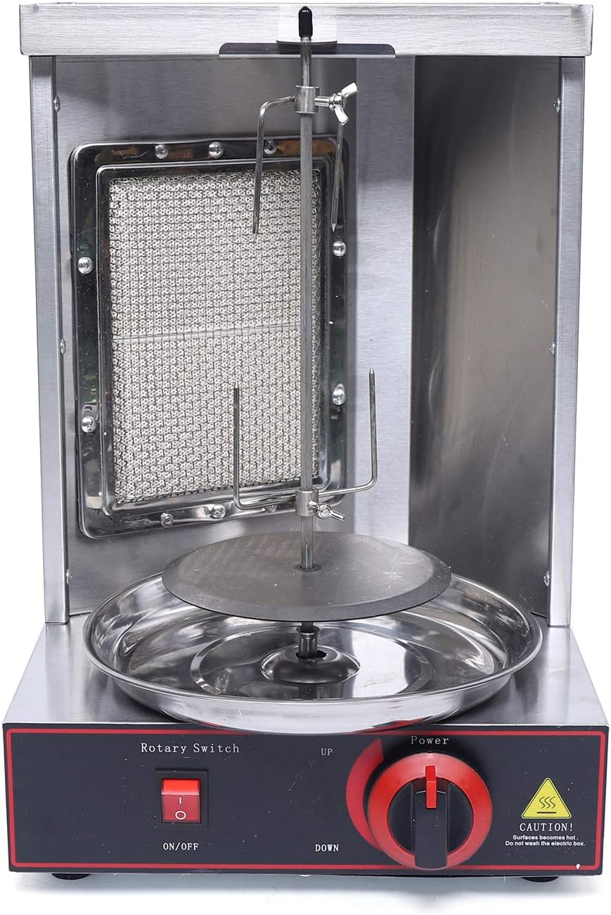 NoneDanGee Elektrogrill, 2000 W, Rostfreier Stahl, Grau, Dönergrill Tischgrill Elektro Grill, Vertikaler für Döner