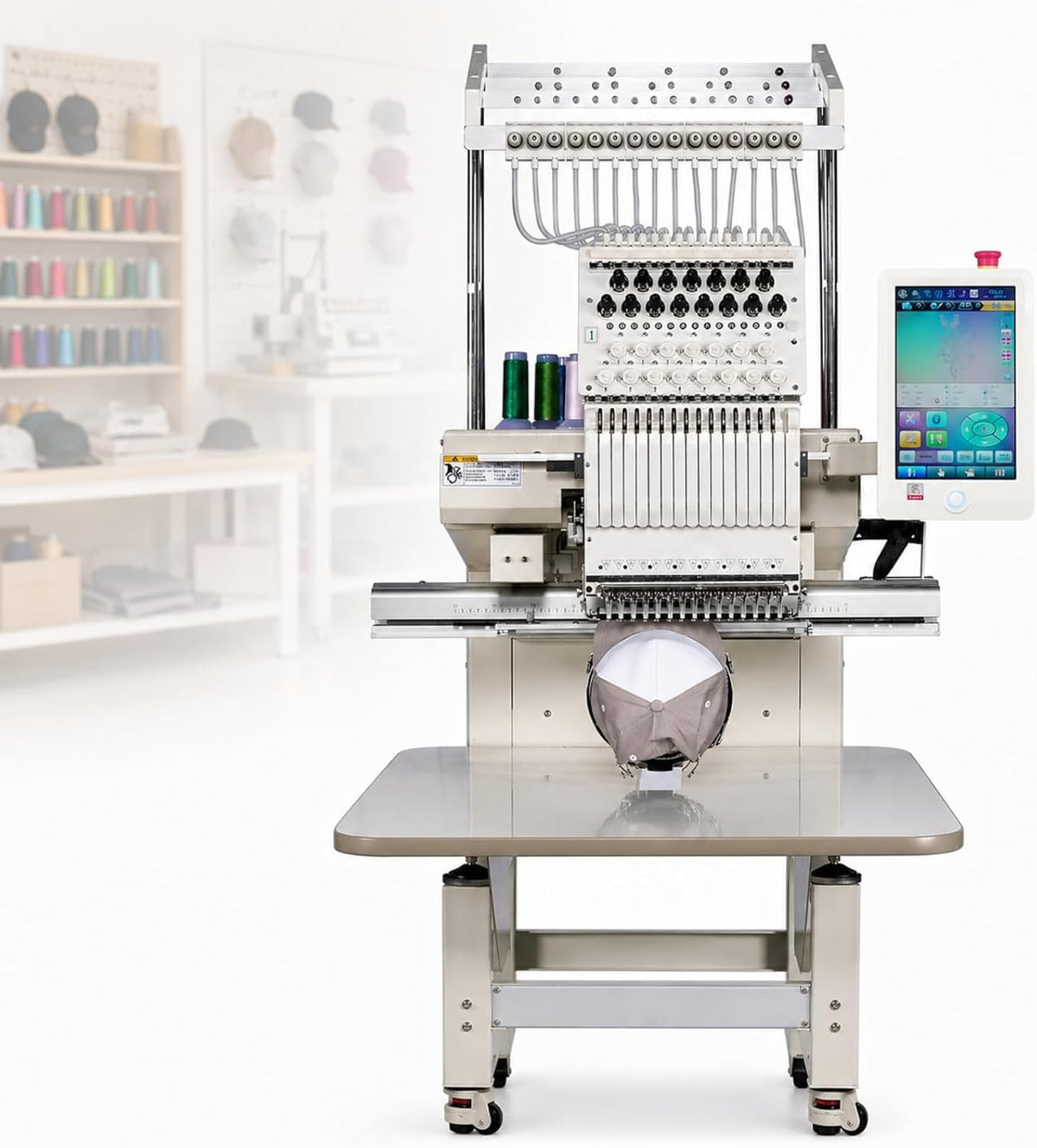 AMQYDT Stickmaschinen, Schwarz, Doppelkopf-Stickmaschine, Kommerzielle Computergesteuerte 2-Kopf-Stickmaschine Mit 15