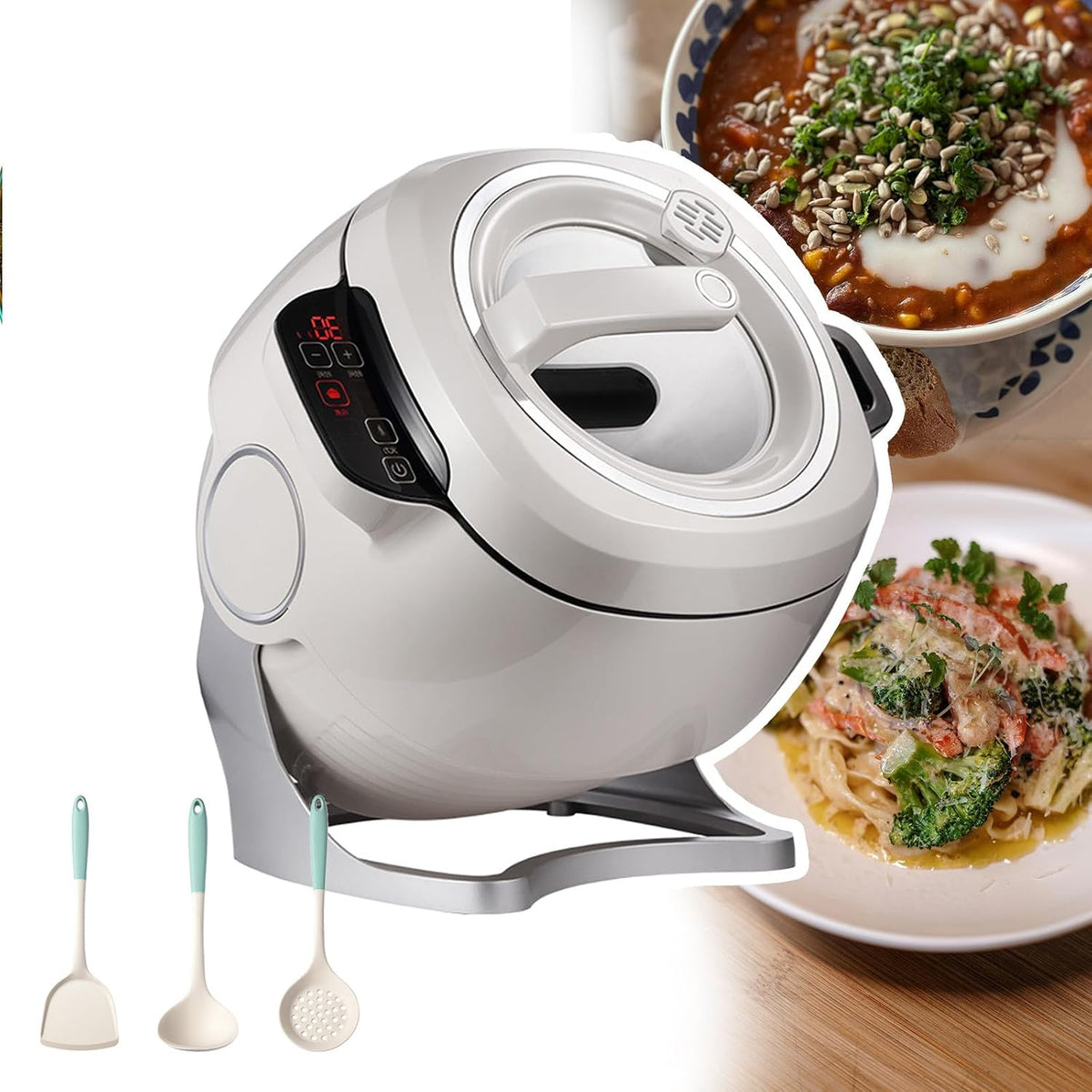 smafoseedding Elektrische Woks, 2000 W, 6 L, Grau, Tragbarer Automatischer Kochtopf, Gewerbliche Küchenmaschine