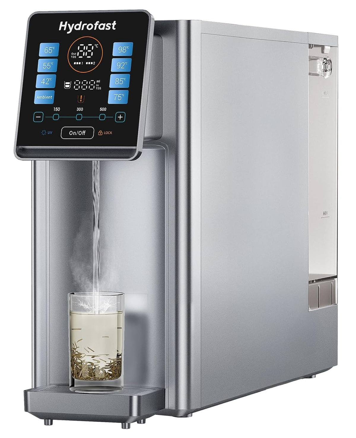 Hydrofast Monitor, Schwarz, UV Auftisch Umkehrosmoseanlage Wasserfilter, Heißwasserspender, Remineralisierung und pH-Gleichgewicht
