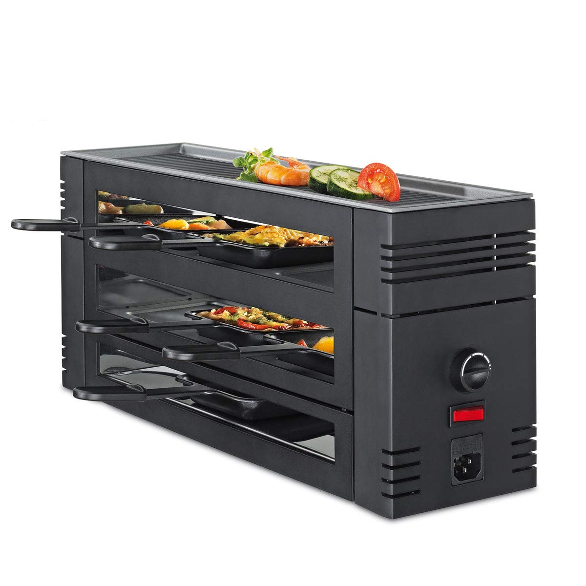 Spring Raclettes, Schwarz, Pizza Raclette 6 - Grillplatte für Ihren Tisch, 6 Personen