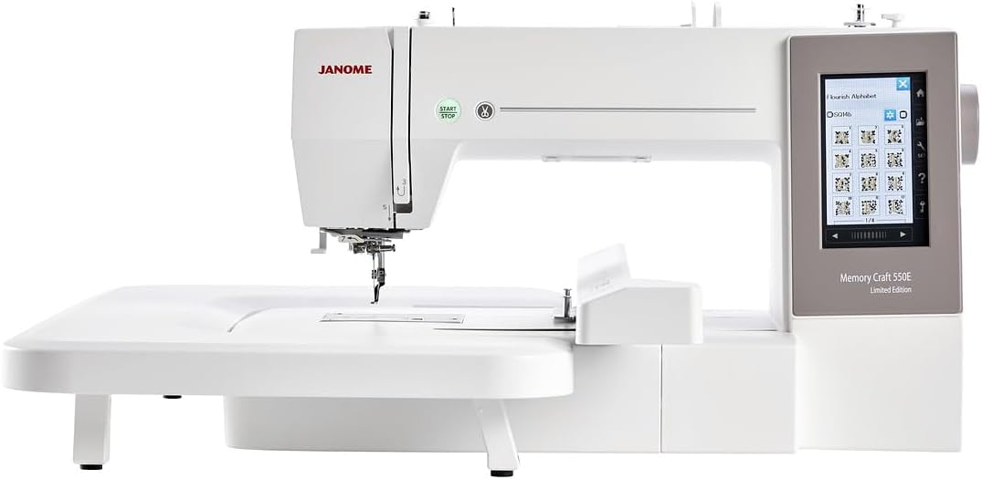 Janome Rahmen, 200 mm, Schwarz, MC 550E LIMITED EDITION Stickmaschine mit 4 Stick, 360 x Stickfläche inklusive Artistic Digitizer Junior