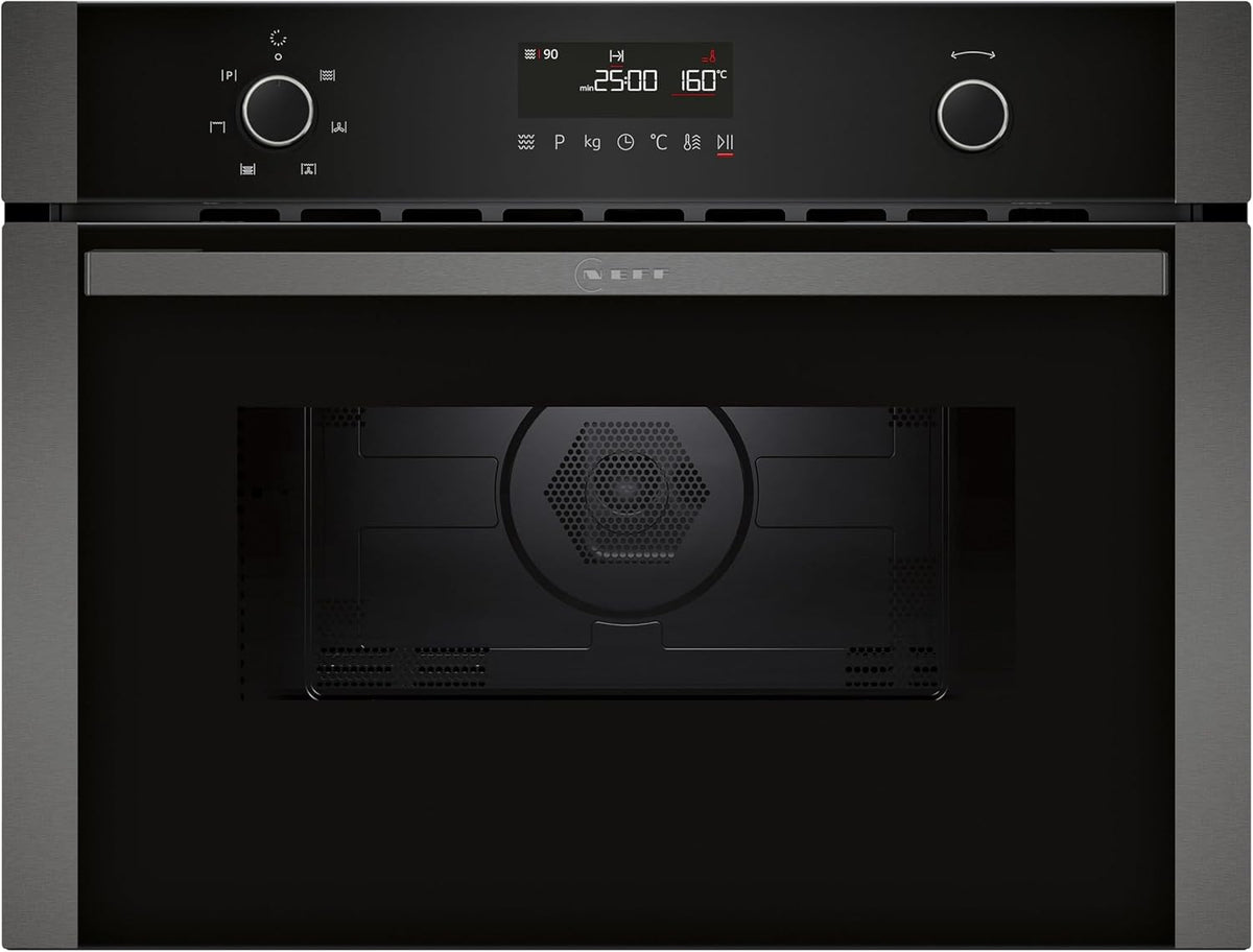 Neff Mikrowelle, 900 W Mikrowelle, 1,75 kW Grill, 60 x 45 cm, Grau, N 50, C1AMG84G1, Einbau mit Heißluft, Easy Clean für schnelle Reinigung