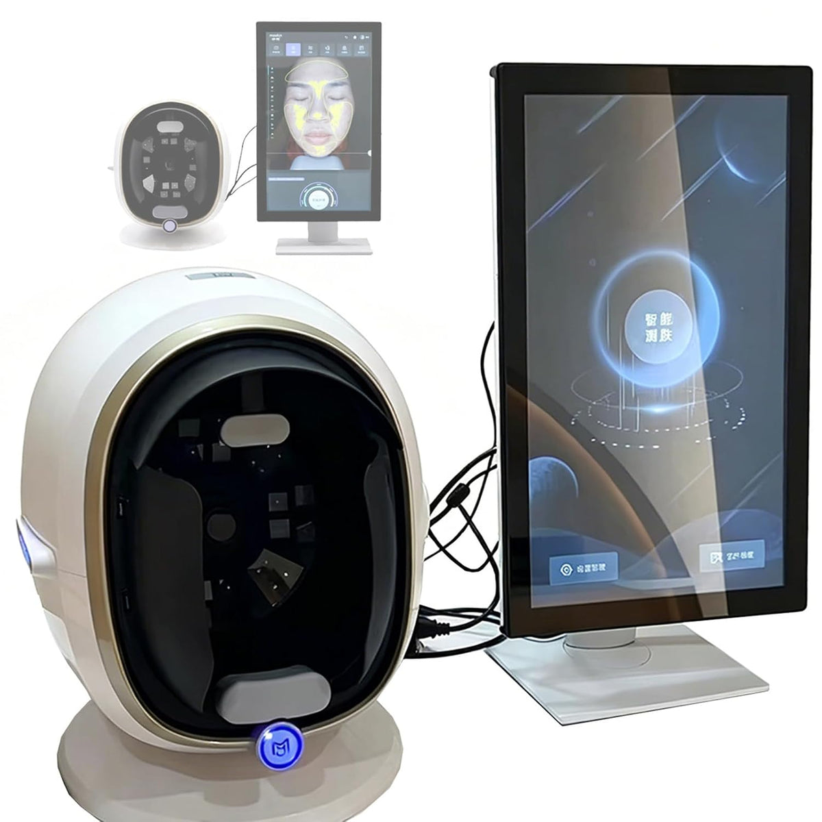 Mothdust Spektrumanalysatoren, Weiß, AI Hautanalysegerat 8 Spektrum Gesicht Scanner Analyse, Professionelle 20 Testpunkte Intelligente Prognose