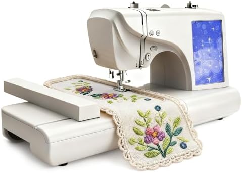 JKJZSALJ Stickmaschinen, Grau, Professionelle Näh- Und Stickmaschine, 7-Zoll-Farb-Touchscreen, Stichmuster, Automatischer Fadenabschneider