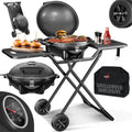 KESSER Elektrogrill, Grau, ® elektrischer 2in1 Tischgrill & Standgrill mit Deckel &, 2400 Watt, Thermostat, Antihaftbeschichtung