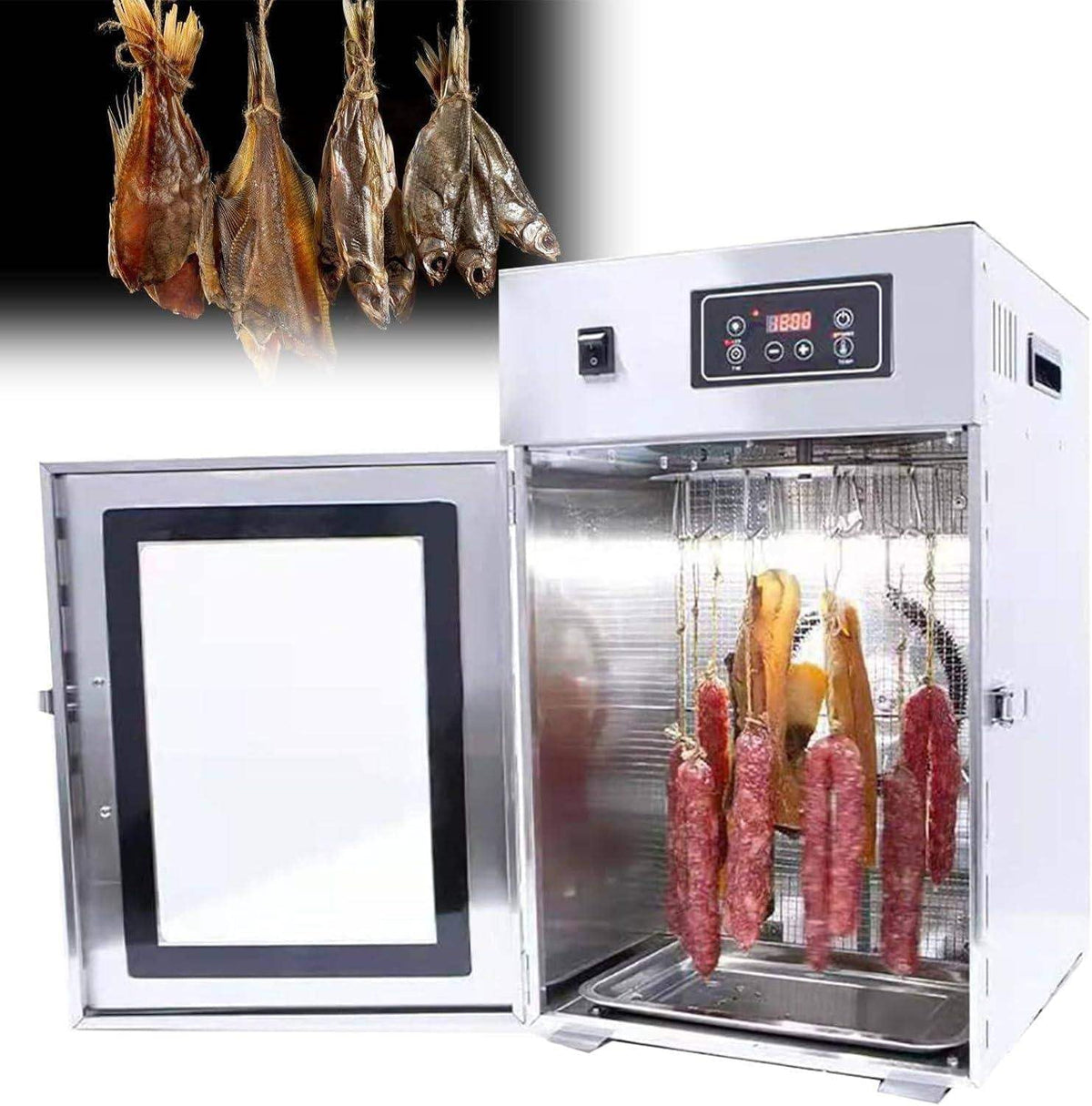 ZHLINGQ Dörrautomaten, 30 Kg, 30 kg, Schwarz, Lebensmitteltrockner, 360° Drehbarer Gewerbe-Lebensmitteltrockner