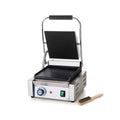 HENDI Elektrogrill, 1800 W, 216 mm, 230 V, Silber, Kontaktgrill, einzeln, oben gerillt und unten glatt, inkl. Grillreinigungsbürste