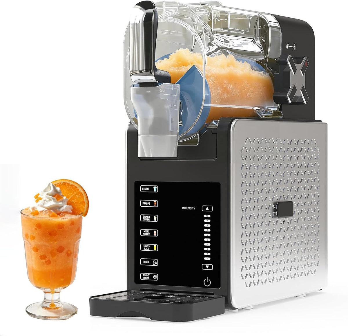 OPULENTHOME Eismaschine, Schwarz, 200-w-Slush- Mit Selbstreinigungsfunktion Und 5 Programmen, 9-l-Behälter Für Cocktails