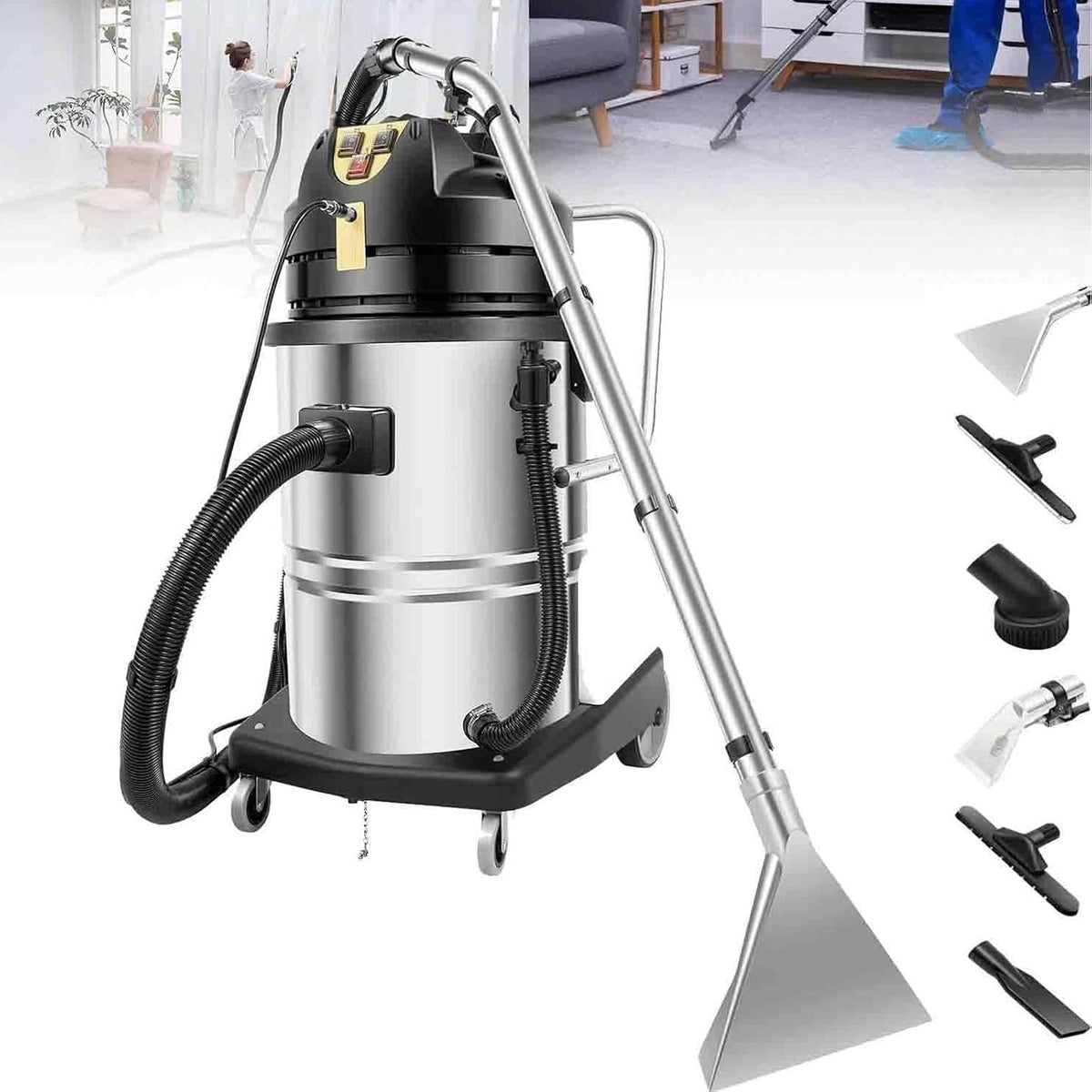 Sofa JIADUOFU, 70–75 dB, 2110 W, 60 l, Schwarz, Teppichreinigungsmaschine, 3-in-1 tragbarer Nass-/Trocken-Staubsauger für s