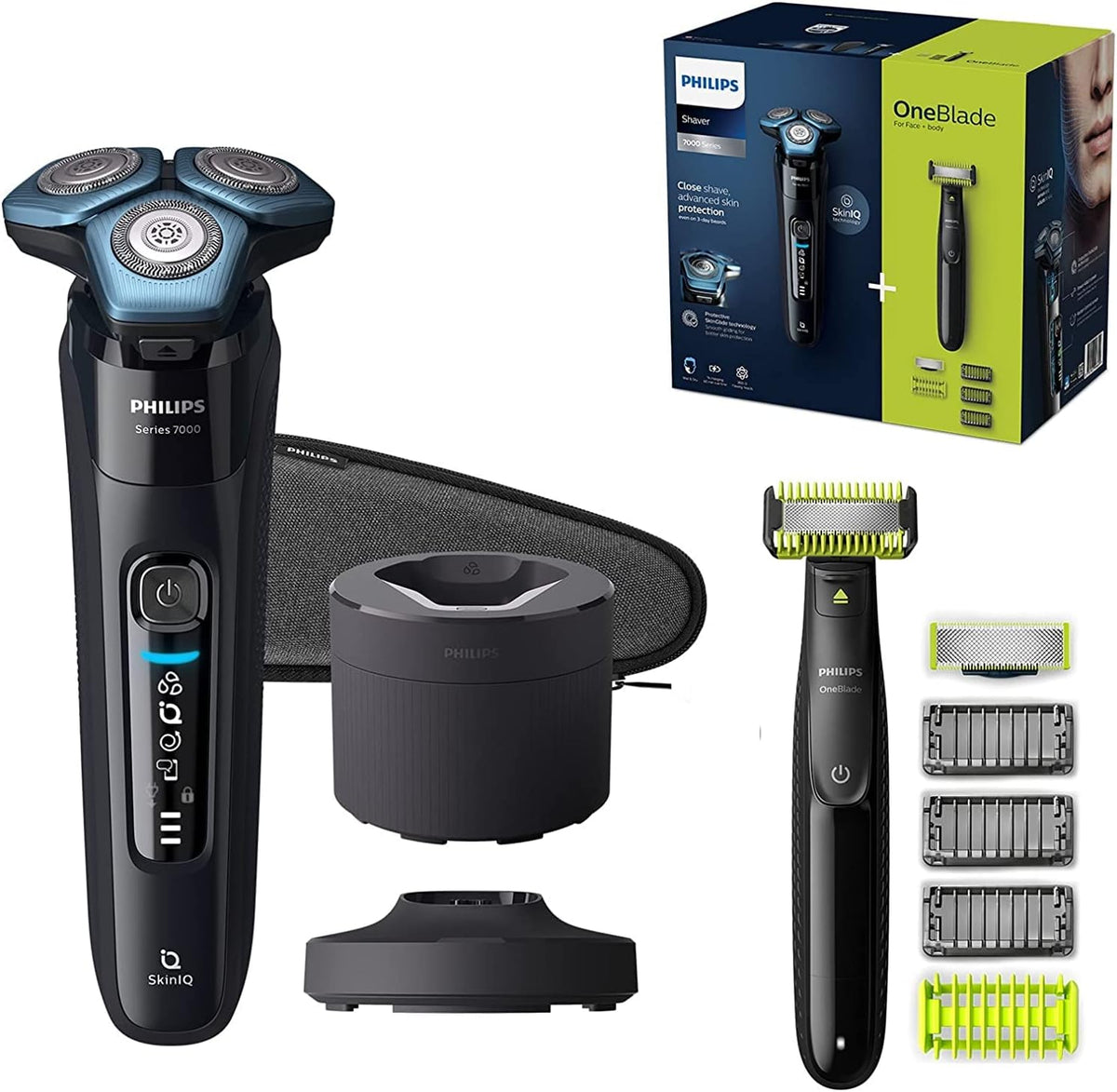 PHILIPS Folienrasierer, Schwarz, S7783/78 Shaver Series 7000 Elektrischer Nass- und, Motion-Control-Sensor, Flexible 360-Grad-Scherköpfe