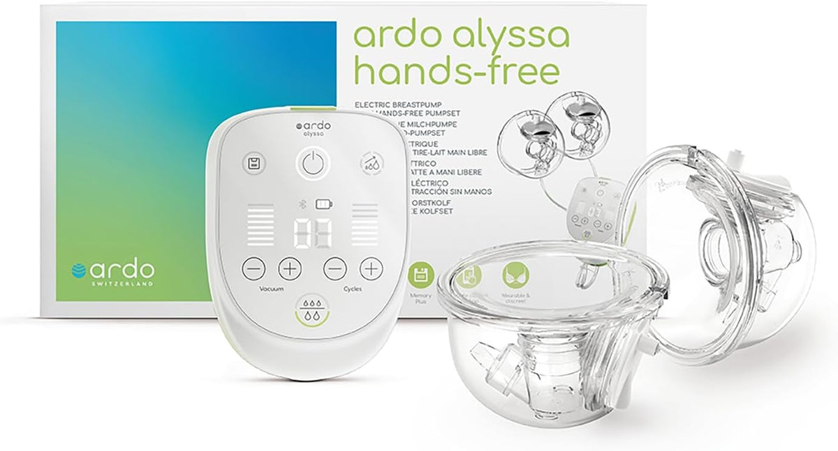 ARDO Brustpumpen, Schwarz, ALYSSA HANDS-FREE elektrische Doppelmilchpumpe - freihändig, mit App-Steuerung & Power Pumping - Schweizer