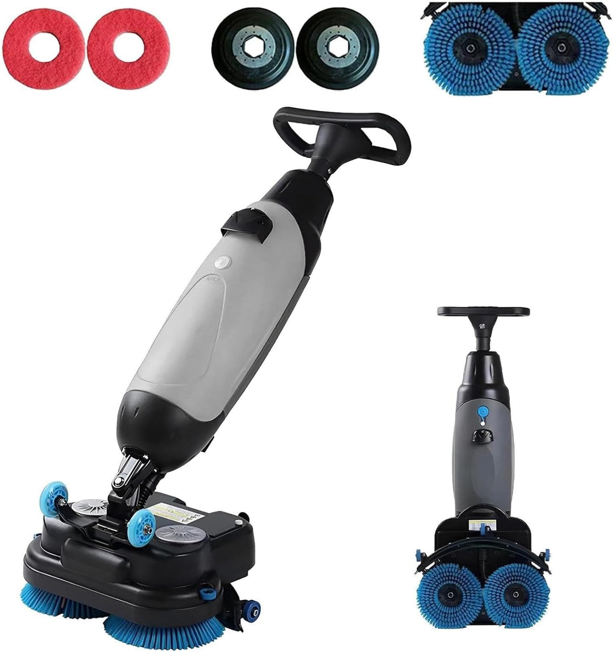 QITUJOUR Bodenpoliermaschinen, Schwarz, Tragbare Gewerbliche Scheuersaugmaschine, 360 U/Min Mini-Bodenreinigungsmaschine Für Effiziente
