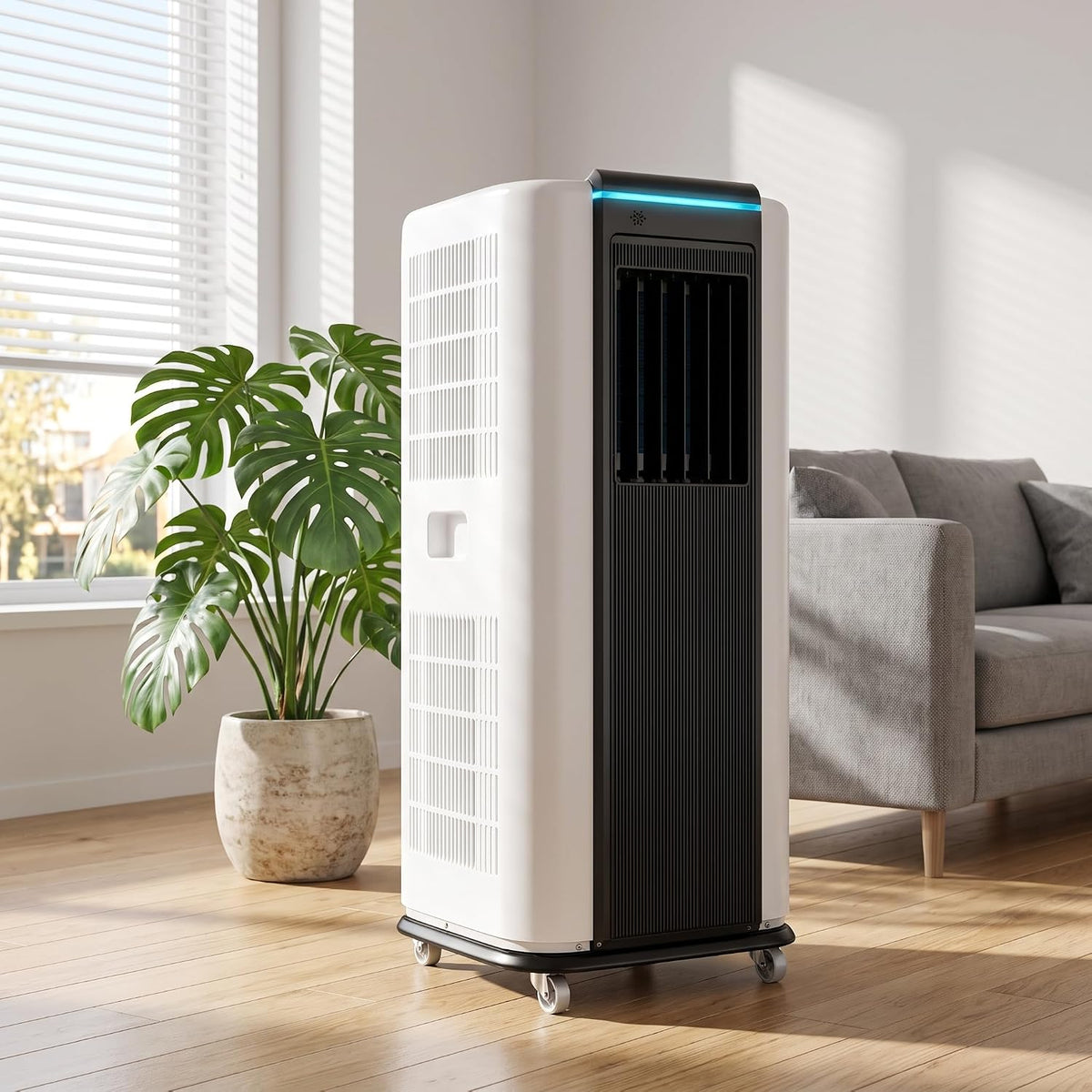 Mobiles Klimagerät, Weiß, Tragbare Klimaanlage 14000 BTU Schnelle Kühlung, Smart Luftentfeuchter, Leiser Schlafmodus