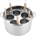 ERSINIAN Kochfeld, 5 L, 201 Edelstahl, Schwarz, Nudeltöpfe, Suppentöpfe, mit Trennwand und Sieb, Suppentöpfe-Set