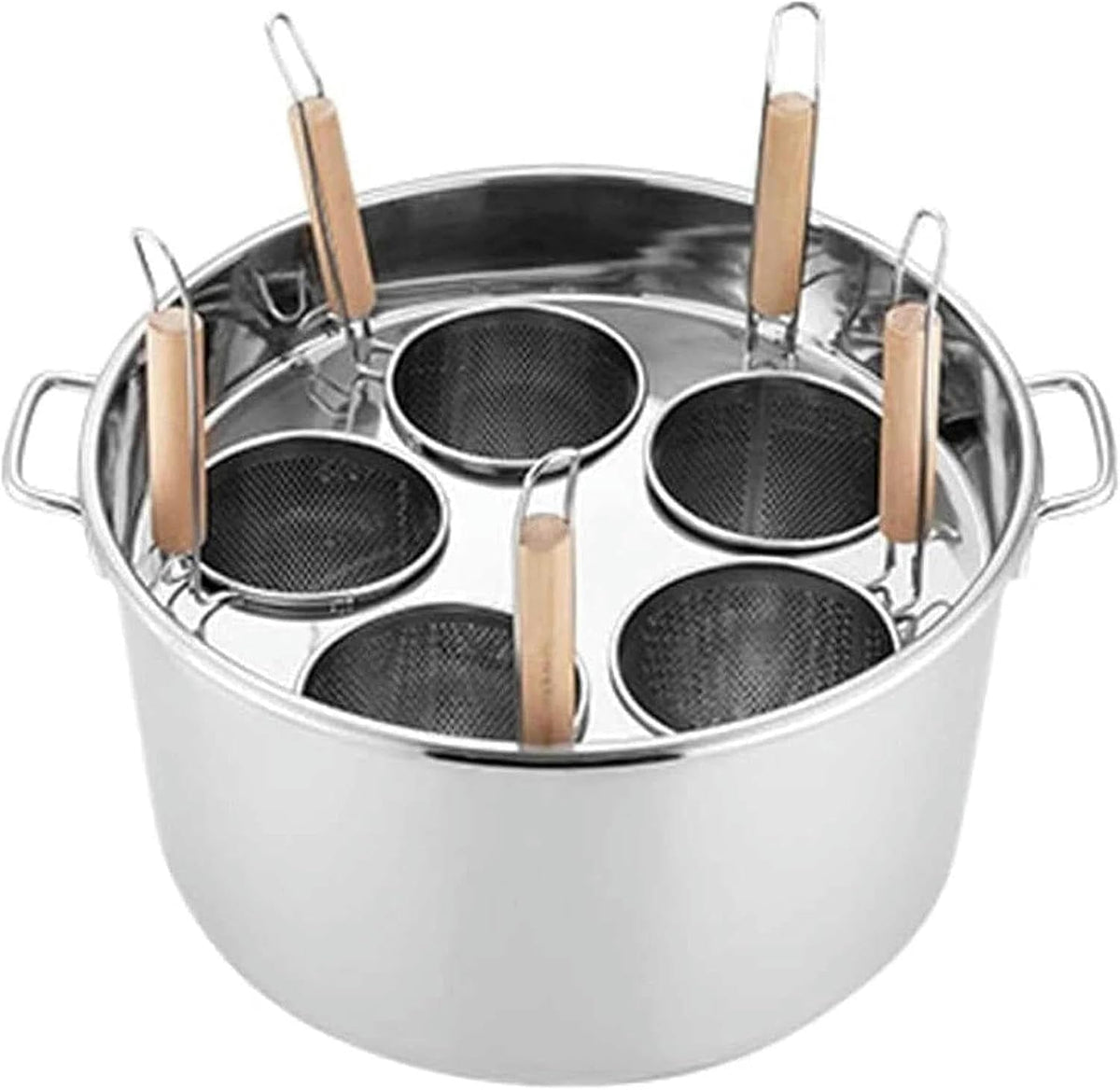 ERSINIAN Kochfeld, 5 L, 201 Edelstahl, Schwarz, Nudeltöpfe, Suppentöpfe, mit Trennwand und Sieb, Suppentöpfe-Set