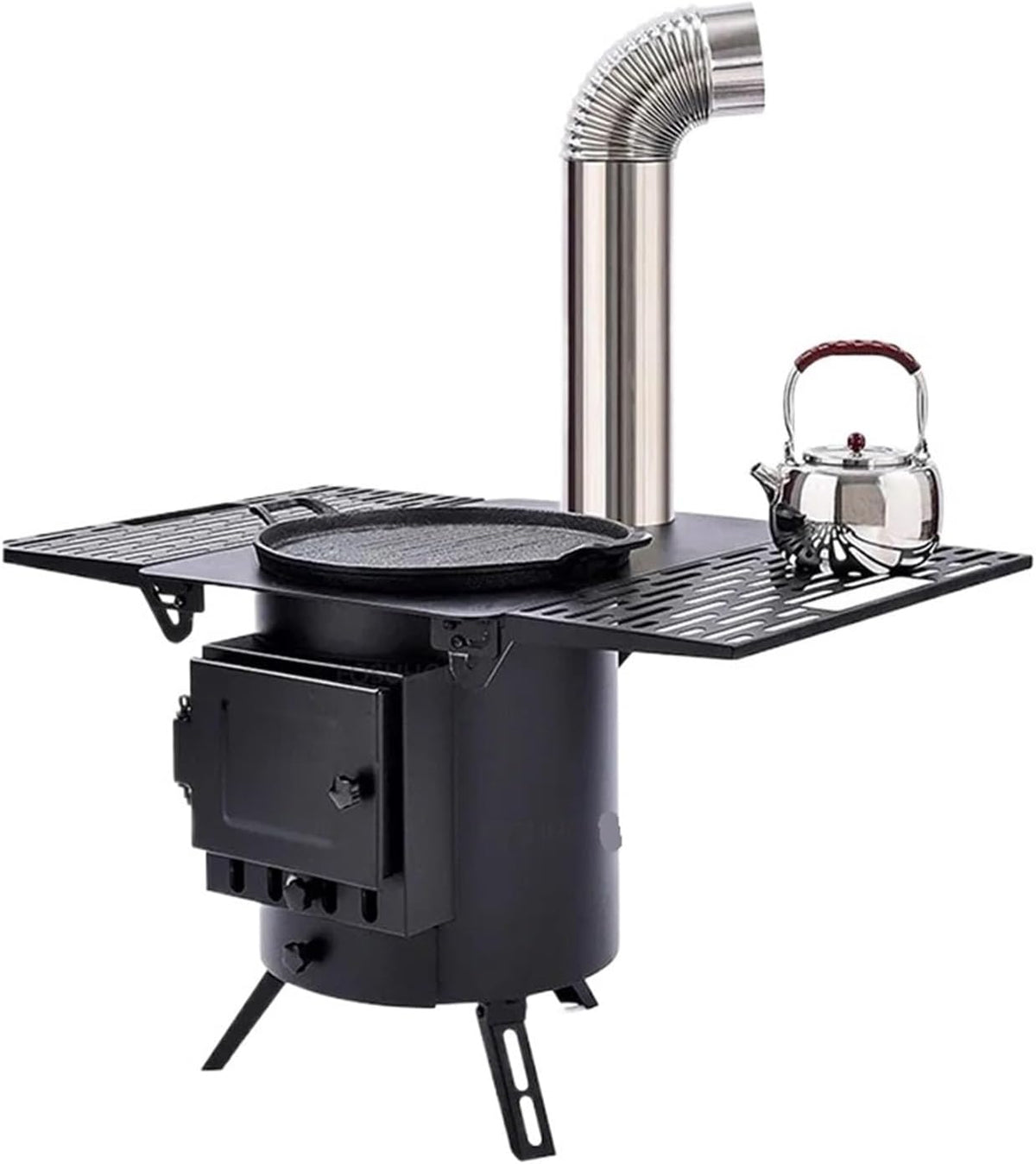 ROEUIPG Kaminofen, Schwarz, Kamin Multifunktionale, Reisen, Picknick, Grillen, Kochen und Heizen im Freien(C)