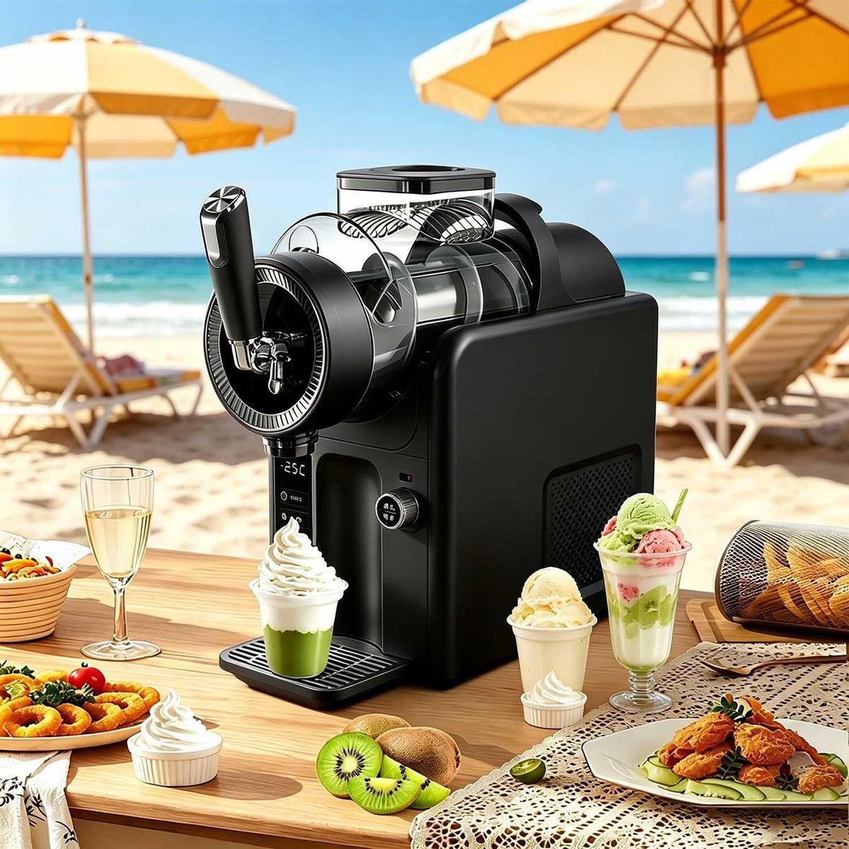 aromaoveite Eismaschine, Schwarz, 2-In-1-Soft Und Slush-Eis-Maschine Für Zuhause, Slush-Eis-Maschine (Kein Eis Nötig)