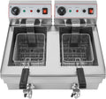 Queeucaer Heißluftfritteuse, 6000 W (3000 W+3000 W), 2*10 L/2.2 gal, 220v, 201 Edelstahl, Gummi, Schwarz