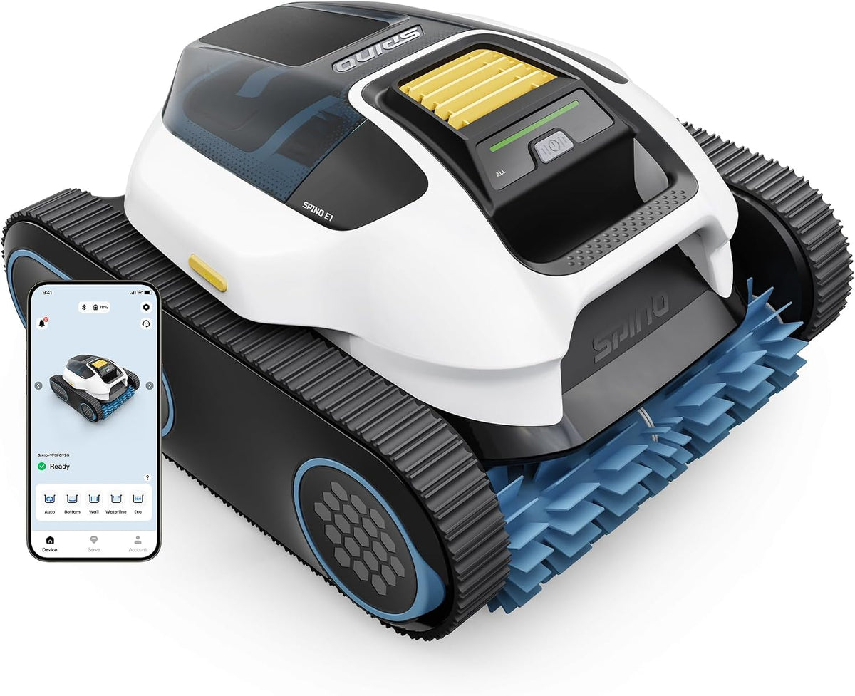 Spino Poolroboter, Schwarz, E1 (2026 Neu) Wand und Boden, Wasserlinienreinigung