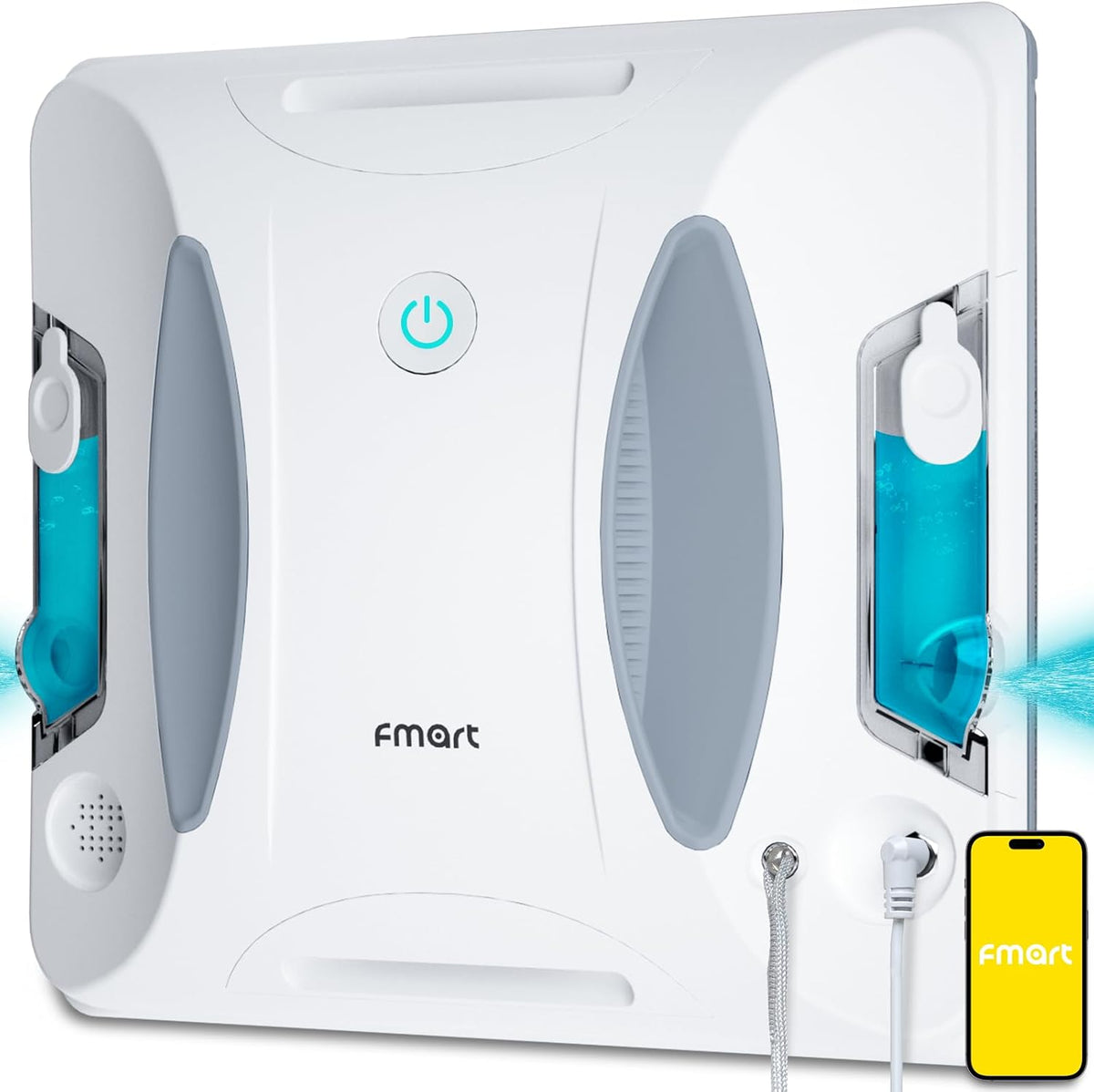 Fmart Fensterputzroboter, Grau, W6 mit sprühfunktion, automatischer fensterroboter, 60ml Wassertank, APP-Steuerung