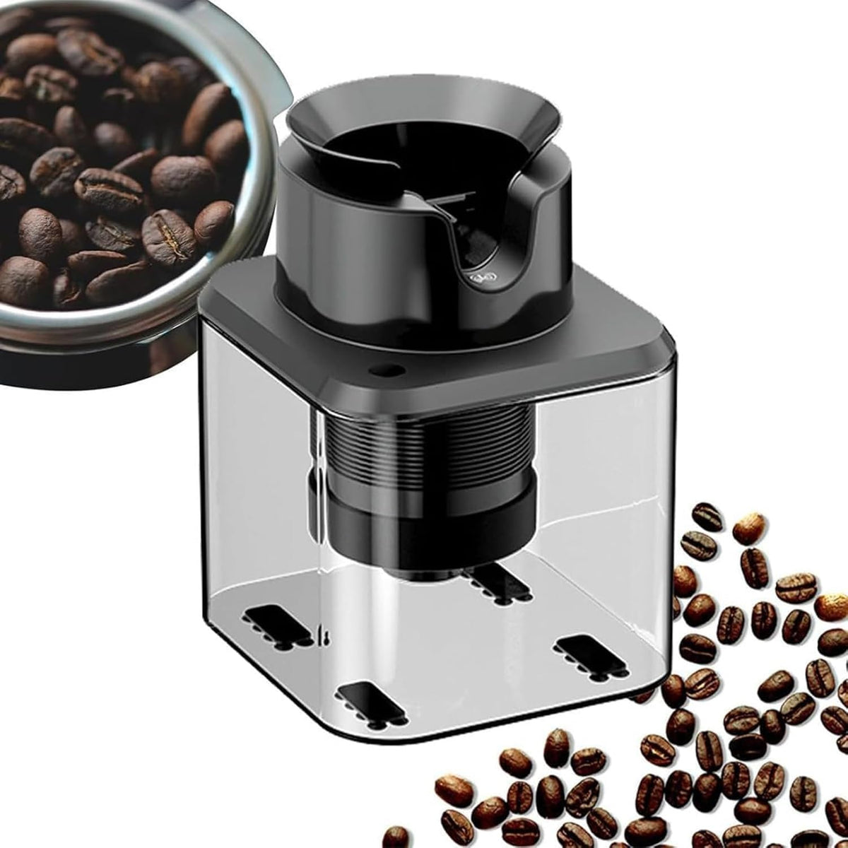 KJHYYPP Kaffeemaschine, ABS-Kunststoff., Schwarz/Silber, Automatischer n-Portafilterreiniger, elektrische Reinigungsmaschine