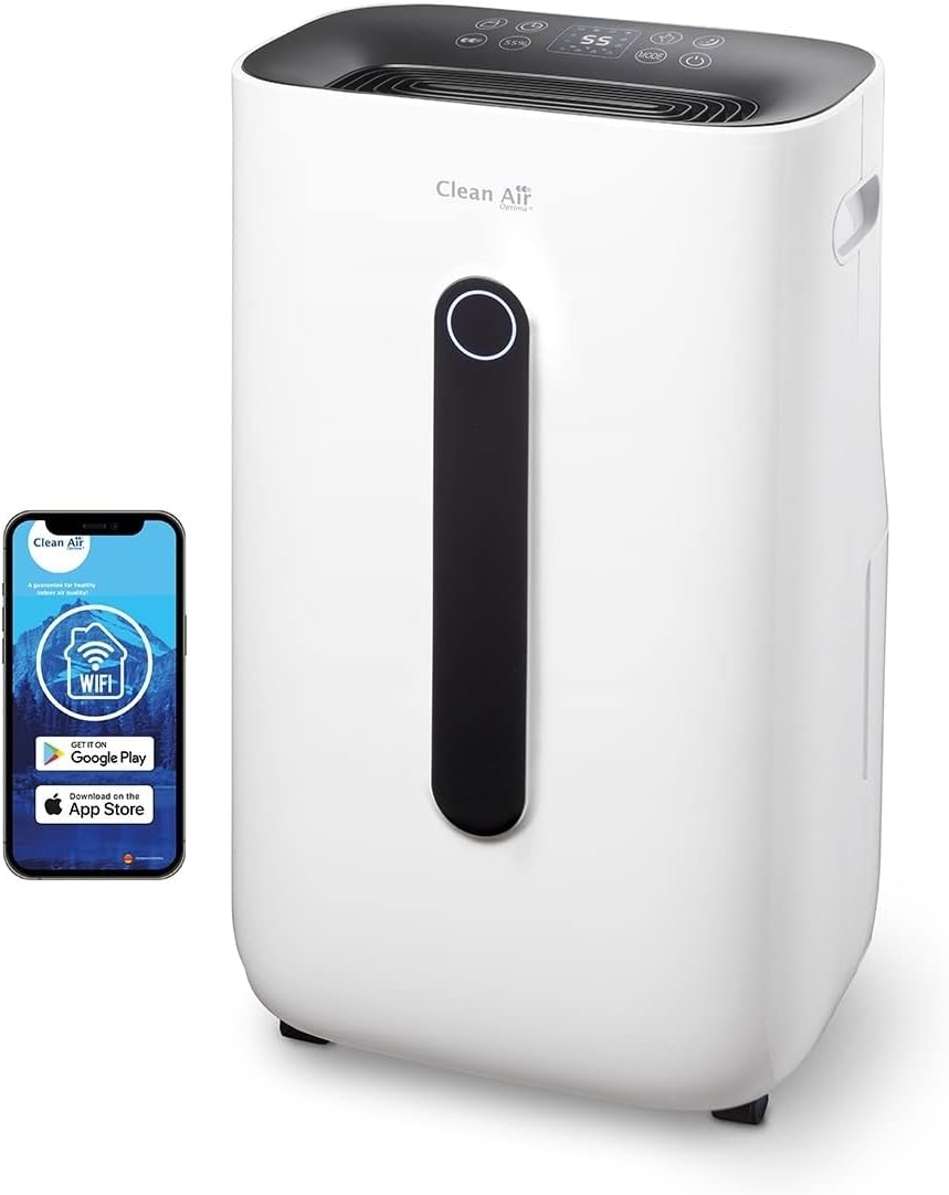 Clean Air Optima Dunstabzugshaube, 16 Liter, 125m, 50m, Weiß, Luftentfeuchter und Luftreiniger - CA-705 SMART